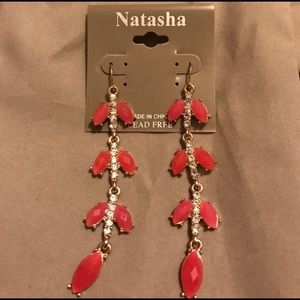 Natasha pink leaf earrings